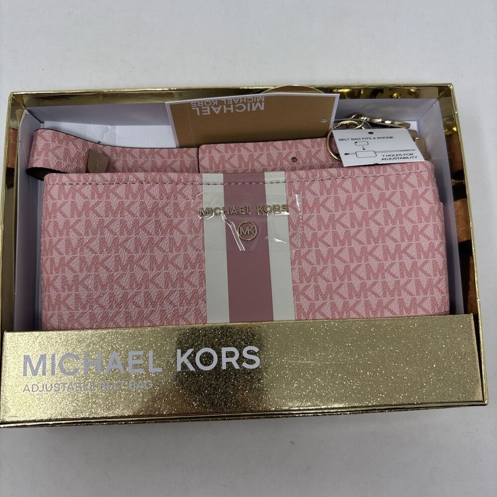 Michael Kors Pink Stripe Adjustable Belt Bag